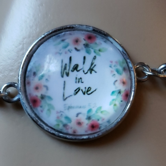 Link bracelet with Bible scripture verse Walk in love Ephesians 5:2 - Picture 2 of 4
